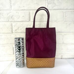 The Body Shop Burgundy Tan Small Tote Bag & Crome Body Spray Sleeve Holder